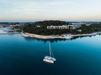 Aerial dusk view of Mulini Bay